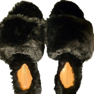 Kenneth Cole Women's Faux Fur Slippers Peggy Fuzzy Size 7